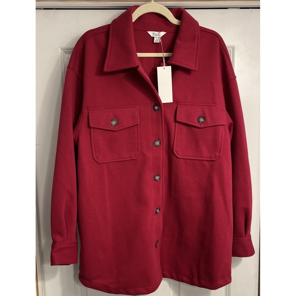Pink Corduroy Jacket Shirt XL Womens Cotton Button Up NWT Oversized Pockets